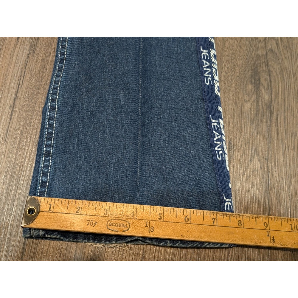 FUBU Jeans Y2K Vintage Logo Trim Flare Leg Denim Pants Size 10 - READ! - Picture 5 of 7